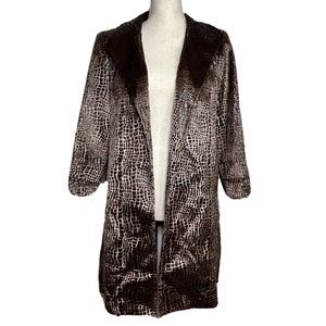 NWT 3 Sisters Brown Animal Pattern Fur Blazer Coat M